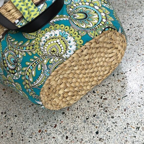 Vera Bradley rattan raffia beach pool bag peacock teal new - Picture 7 of 7